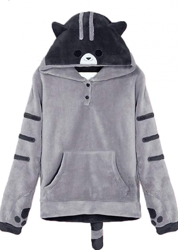 Hoodie dengan ilustrasi karakter hewan